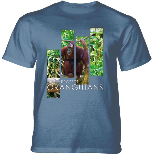 The Mountain Erwachsenen T-Shirt "Protect Orangutan Split Portrait Blue"