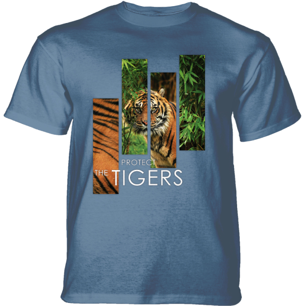 The Mountain Erwachsenen T-Shirt "Protect Tiger Split Portrait Blue"