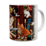 Kaffeetasse, Mug, Kaffebecher "Kittens In The Library"