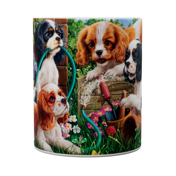 Kaffeetasse, Mug, Kaffebecher "Puppies In The Garden"