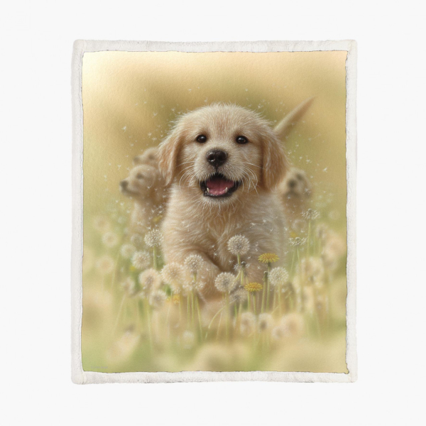 Fleecedecke "Golden Pup - Dandelions"