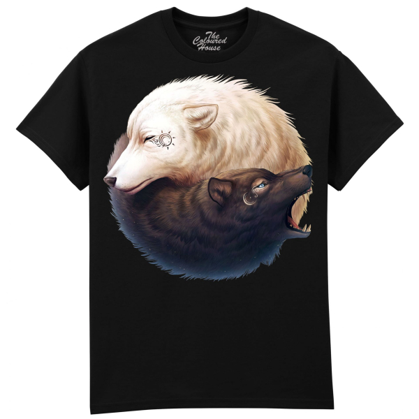 The Coloured House Erwachsenen T-Shirt "Yin And Yang Wolves"