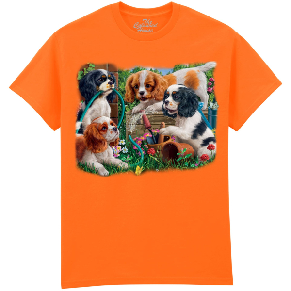 The Coloured House Erwachsenen T-Shirt "Puppies In The Garden"