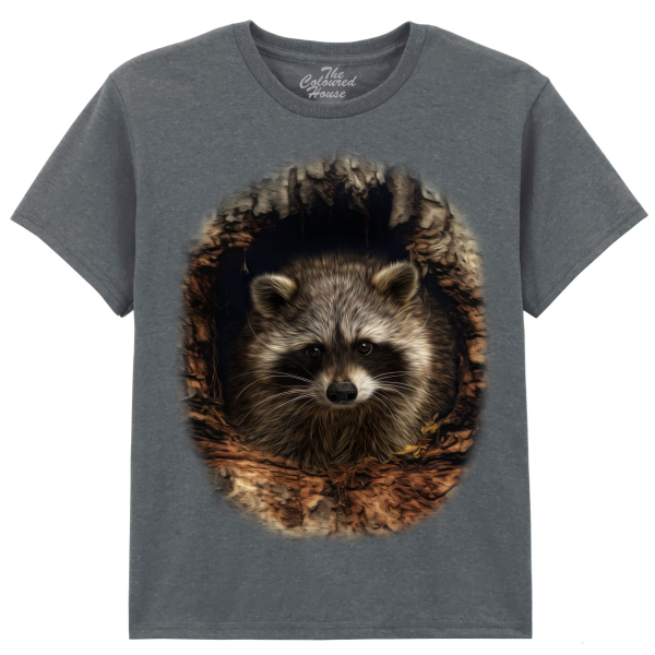 The Coloured House Kinder T-Shirt "Through The Woodland Window - Racoon"