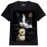 The Coloured House Kinder T-Shirt "Mom Cat And Kittens Portrait"