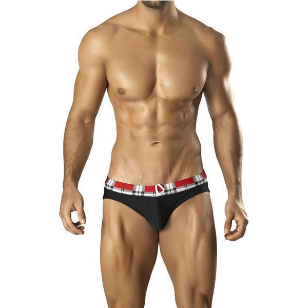 Vuthy Badehose red plaid band  S