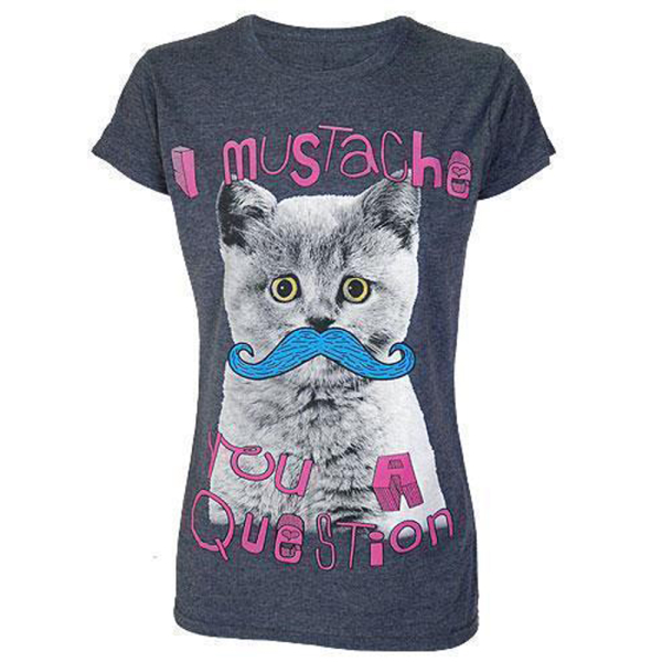 Darkside  Womens T Shirt Mustache You A Question X Large (UK Size 16)