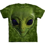  Kinder T-Shirt Green Alien Face