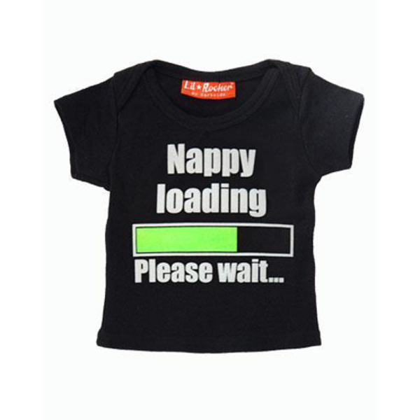 Darkside Baby T Shirt  "Nappy Loading Please Wait" 6-12 Monate