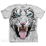  T-Shirt Big Face Tribal White Tiger