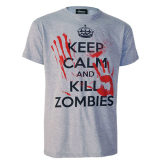 Darkside Womens T Shirt  Keep Calm Kill Zombies Grau