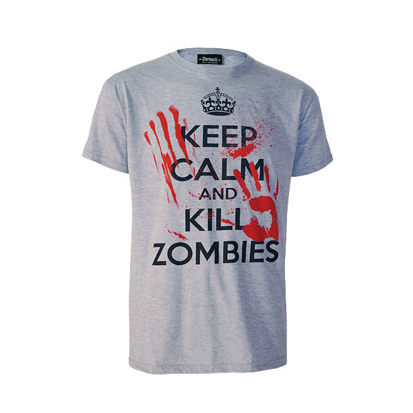 Darkside Womens T Shirt  Keep Calm Kill Zombies Grau X Large - (UK Size 16)
