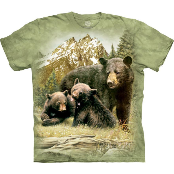  Kinder T-Shirt Black Bear Family