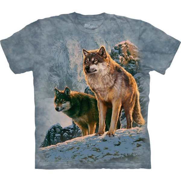 The Mountain Erwachsenen T-Shirt "Wolf Couple Sunset"
