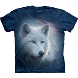  T-Shirt Patriotic White Wolf