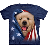  T-Shirt Patriotic Golden Puppy