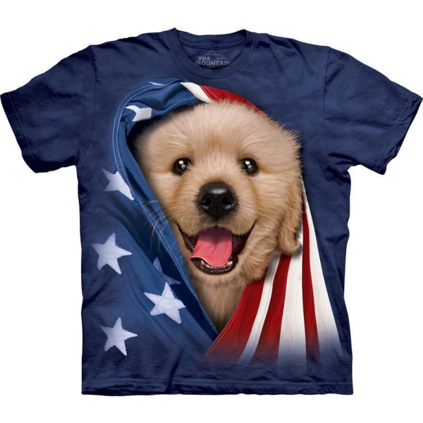 The Mountain Erwachsenen T-Shirt "Patriotic Golden Puppy" S
