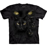  T-Shirt Black Cat Moon Eyes