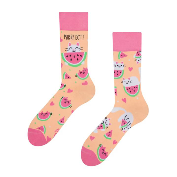 Dedoles Unisex Socken "Wassermelonen-Katze" UK3-5/EU35-38/US4-6