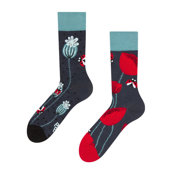 Dedoles Unisex Socken "Marienkäfer und Mohnblumen" UK6-8/EU39-42/US7-9